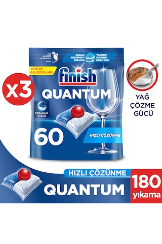 Finish Quantum 180 Tablet Bulaşık Makinesi Deterjanı (60 x 3)