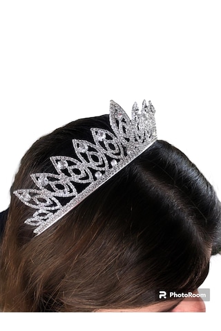 Badem Model Beyaz Kristal Taşlı Gelin Tacı