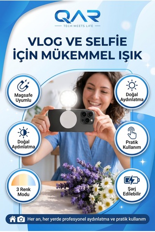 Aynalı Klipsli Led Telefon Selfie Işığı Video Çekim Canlı Yayın Ve Görüntülü Görüşme Aydınlatması