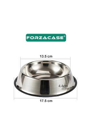 Forzacase 17 Cm 250 Ml Kedi Köpek Metal Mama Ve Su Kabı - Fc033