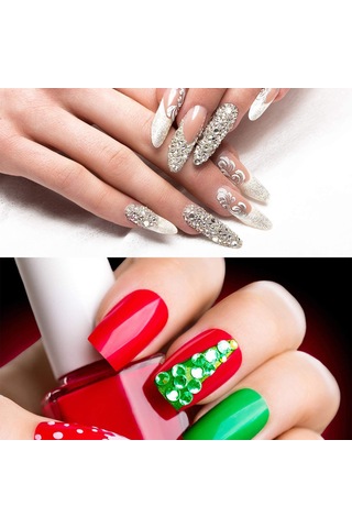 Yifomall Profesyonel Tırnak Dekor Seti - 9 Kutu Simli Aksesuar + 2 Fırça + 1 Cımbız İle Mükemmel Tasarımlar