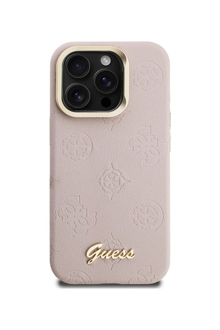 Apple iPhone 15 Pro Max Uyumlu Kılıf Guess Lisanslı M-safe Şarj Özellikli Kamera Standlı Peony Kapak Pembe