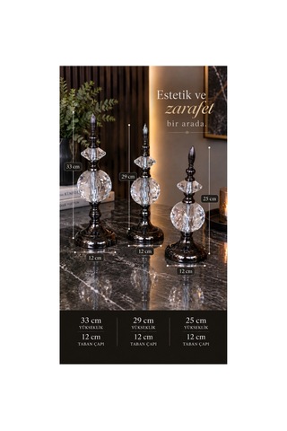 Kristal Detaylı Metal Gövdeli Dekoratif Aksesuar Füme