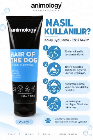 Animology Hair Of The Dog Uzun Tüylü Köpek Şampuanı Tüy Bakımı Ve Kolay Tarama 250 Ml