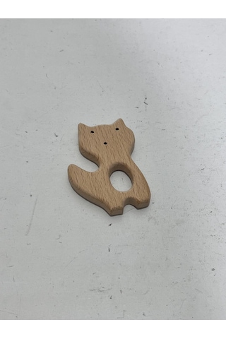 Kedi Figürü Doğal Ahşap Diş Kaşıyıcı Çok Renkli