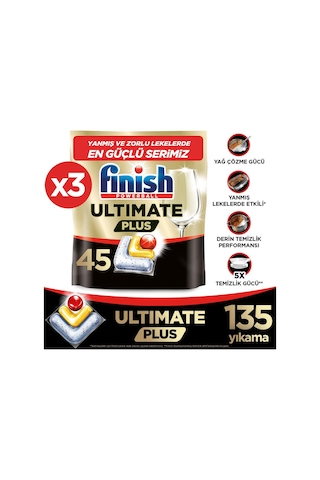 Finish Ultimate Plus Bulaşık Makinesi Deterjanı Kapsül Tablet Limon 135 Adet 3x45