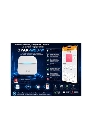Opax-w20-w Beyaz Bgr-09 Kablosuz Sirenli Akülü Wifi Ev Ve İşyeri Alarm Seti