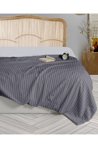 Dolce Bonita Home Wellsoft Fitilli Battaniye 200x220 Gri - Uyku Bandı Hediyeli Grı Gri