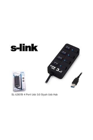 S Link Sl U307B 4 Port Usb 3.0 Siyah Usb Hub
