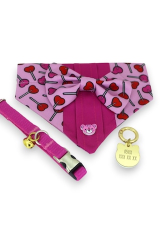 Fularlı Papyonlu İsimli Kedi Tasması-kişiye Özel Tasma-pmbklp