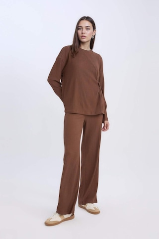 Defacto Bürümcük Pantolon Wide Leg Geniş Bol Paça Esnek Belli C0200AX24AUBN316 Kahve