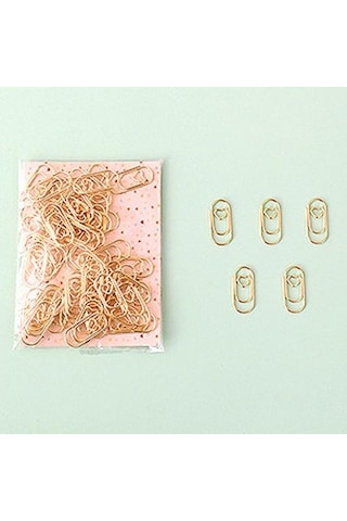 50 Adet/torba Metal Mini Kalp Gül Altın Ataş Yer Işareti Planlayıcısı Okul Ofis Kırtasiye