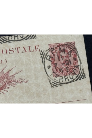 İtalya Antiye 1891 Yıllından Postadan Geçmiş Cartolina Postale Dieci Centesimi 10 Cent Kendinden Pullu