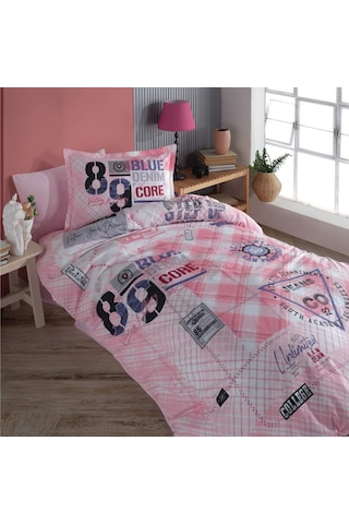 Clasy Ranforce Nevresim Takımı Tek Kişilik Denim V1 Pembe