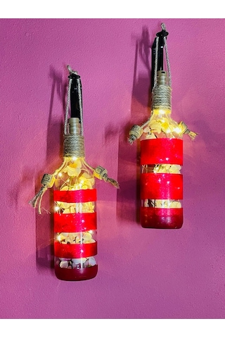 Led Işıklı Şık Tasarım Kırmızı 2li Set Kırmızı