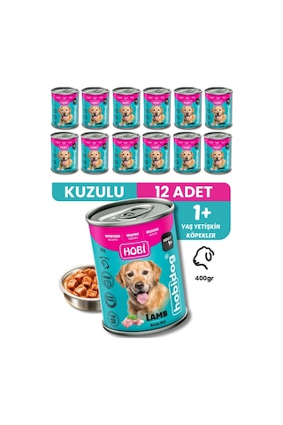 Hobi Hobidog Kuzu Etli Yetişkin Köpek Konservesi 400 Gr X 12 Adet Tam Ve Dengeli Yaş Mama