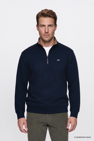 Wrangler Pamuklu Selanik Regular Fit Normal Kesim Fermuarlı Erkek Sweatshirt W2620081410 Lacivert