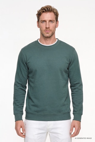 Ac&Co / Altınyıldız Classics Erkek Koyu Yesıl Pamuklu Standart Fit Normal Kesim 2 İplik Bisiklet Yaka Sweatshirt
