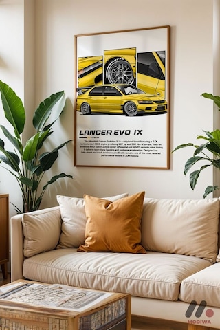 Mitsubishi Lancer Evo Ix Jdm Poster, Ahşap Çerçeveli Duvar Tablosu - Oto Severlere Özel Hediye
