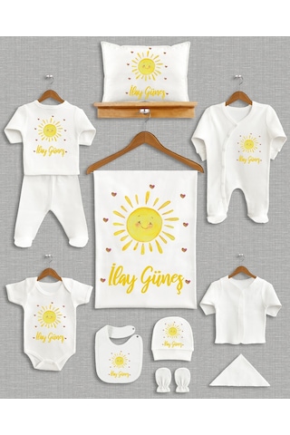 Bebeqon Bbqn1144 İsme Özel 11'li Organik Hastane Çıkışı Beyaz