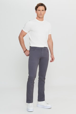 AC&Co / Altınyıldız Classics Erkek Antrasıt Pamuklu Slim Fit Dar Kesim 5 Cepli Armürlü Esnek Casual Pantolon Antrasit