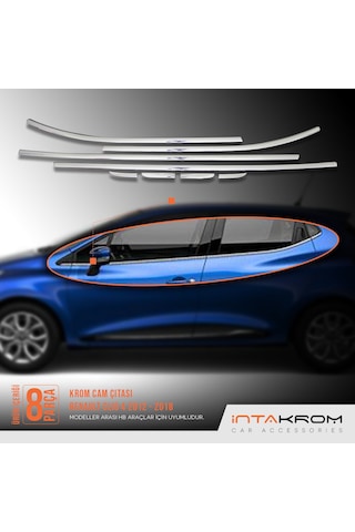 intakrom Renault Clio 4 Krom Hb Cam Çıtası 8 Parça 2012 -2021