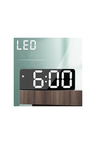 Aynalı Alarm Saat Takvimli Termometre Led Dijital Modern Masa Saati Diğer