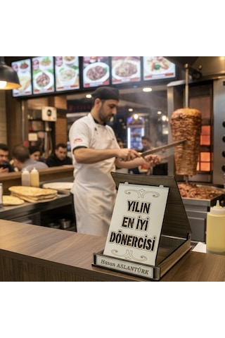 Kişiye Özel Yılın En İyi Dönercisi Ahşap Plaket 9,5x13,5x2,5