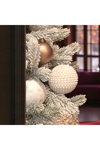 Lüks Yılbaşı Topu 8cm Beyaz İnci Top Süs 3lü Ast7269 8x8 Cm