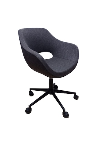 Ofis Koltuğu Çalışma Sandalyesi Kahverengi Renk Keten Kumaş Döküm