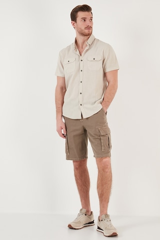 Buratti Düğmeli Yaka Pamuklu Slim Fit Cepli Erkek Gömlek Cf21S111153 Taş