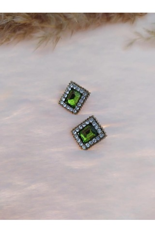 Hdmarketim Swarovski Yeşil Renkli Işıltılı Taşlı Sallantılı Küpe Çok renkli