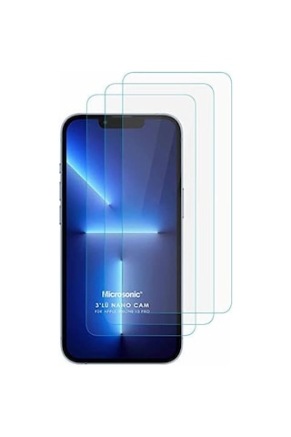 Apple iPhone 13 Pro Screen Protector Nano Glass Cam Ekran Koruyucu 3&apos Lü Paket Apple iPhone 13 Pro İle Uyumlu Ekran Koruyucu - Şeffaf 15834537