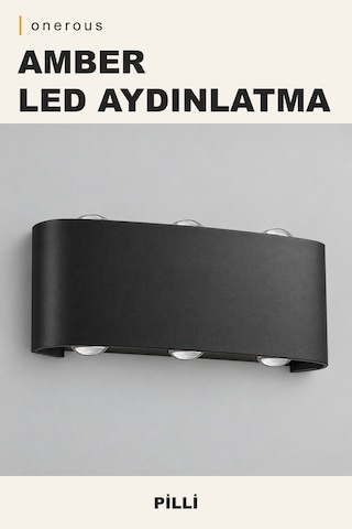 Onerous Amber Led Aplik, Pilli, Siyah Renk