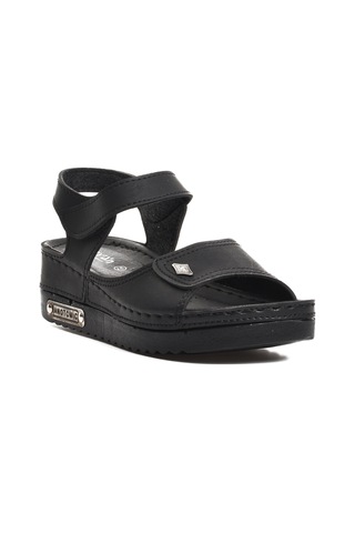 Ayakmod 07-109 Rr Siyah Kalın Taban Kadın Anatomik Sandalet 001