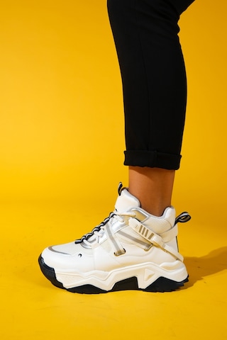 Luvishoes Luvi Shoes Clara Beyaz Laci Fermuarlı Ve Bağcıklı Kadın Spor Bot Beyaz - Lacivert