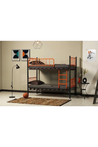 Reyo Metis Genç Çocuk Yatak Odası Metal Ranza Ve Karyola Turuncu 90x200 90 X 200