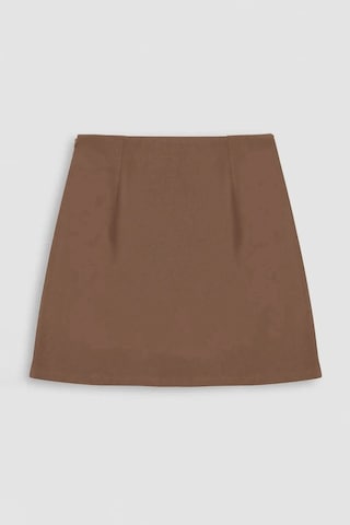 Hiccup Yüksek Bel Yırtmaçlı Mini Etek Koyu Mocha Kahve