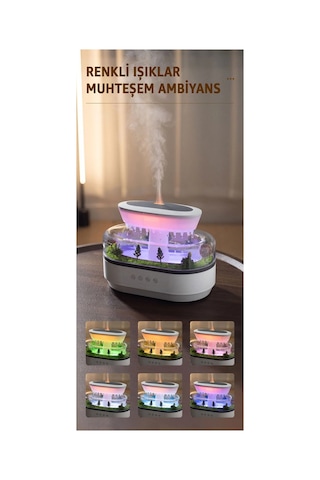 Robeve Buhar Makinesi Yağmur Damlası Hava Nemlendirici Aromaterapi Difüzör 7 Renk Rgb Dinlendirici Sesler Sessiz Çalışma Damlama Sesi Otomatik Kapanma