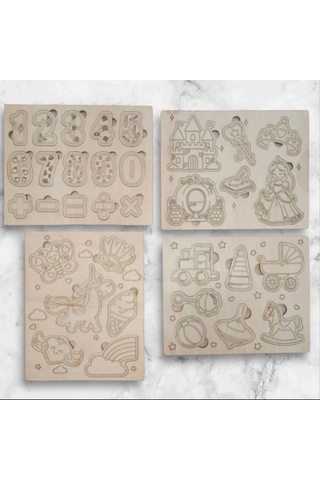 Boyanabilir Ahşap Puzzle Seti 20x16 Cm Kayın Kontra