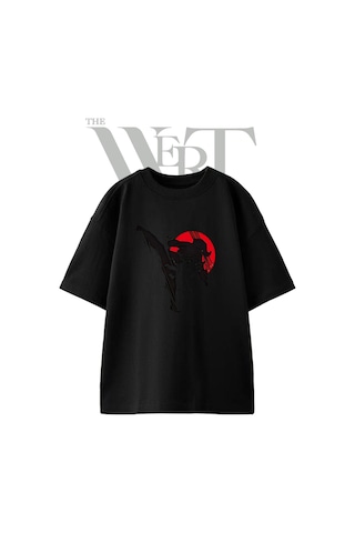 Taekwondo Kick Tasarım Baskılı Ünisex Siyah Oversize T-shirt