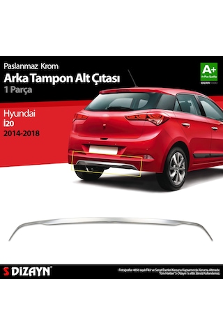 S-Dizayn Hyundai İ20 Krom Arka Tampon Alt Çıtası 1 Prç. 2014-2018