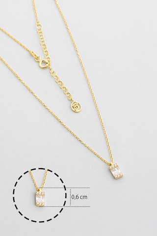 So Chic Işıltılı Baget 18 Ayar Sarı Altın Kaplama 45 Cm Gümüş Kolye Sarı