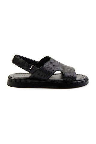 Siyah Hakiki Deri Erkek Sandalet E05557240643