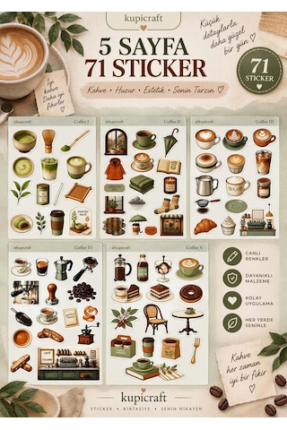 5 Sayfa Coffee & Matcha Temalı Sticker Set Coffee Break Ajanda Scrapbook Journal 0 5 Sayfa Coffee & Matcha Temalı Sticker Set Coffee Break Ajanda Scrapbook Journal 0