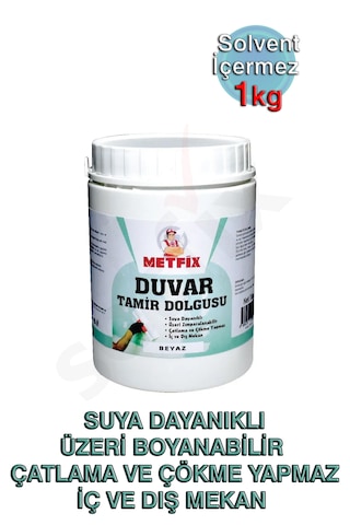Duvar Tamir Dolgusu 1kg, Beyaz, Suya Dayanıklı, Üzeri Boyanabilir 1 KG
