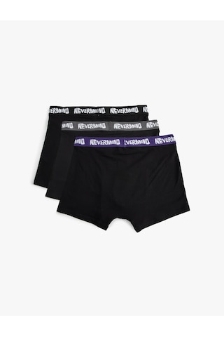 Koton 3'lü Boxer Seti Oversize Slogan Baskılı Pamuklu Siyah 5slm90012mk