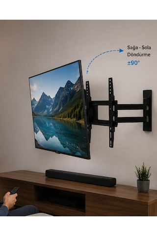Lcd Led Tv Duvar Aparatı Çift Kollu Hareketli Askı Sistemi