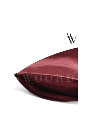 Swoord İpek Dokulu Saten Yastık Kılıfı Bordo 2 Adet 50x70cm 2 Adet Saten Tokalı Bordo