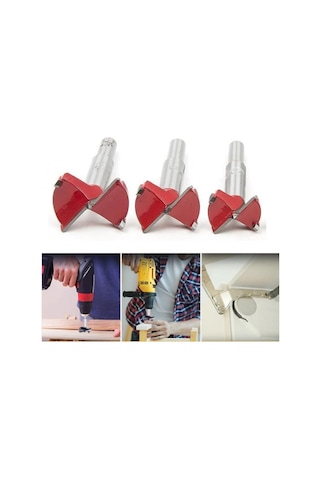 3’Lü Menteşe Açma Seti 35-40-45 Mm Ahşap Delme Freze Matkap Ucu